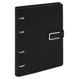 Тетрадь на кольцах А5, 180х220 мм, 120 л., под кожу soft-touch, застежка, BRAUBERG SHADE, черный, 405246