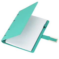 Тетрадь на кольцах А5, 180&times;220 мм, 120 л., под кожу soft-touch, застежка, BRAUBERG SHADE, морской, 405248