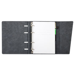 Тетрадь на кольцах А5, 180&times;220 мм, 120 л., под кожу, клапан, разделители, BRAUBERG SMART, серый, 405250