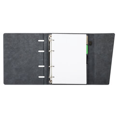 Тетрадь на кольцах А5, 180&times;220 мм, 120 л., под кожу, клапан, разделители, BRAUBERG SMART, серый, 405250