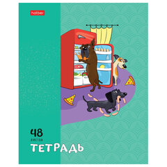Тетрадь А5 48 л., HATBER скоба, клетка, обложка картон, "Dog mafia" (микс в спайке), 083566