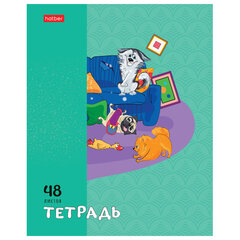 Тетрадь А5 48 л., HATBER скоба, клетка, обложка картон, "Dog mafia" (микс в спайке), 083566