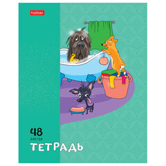 Тетрадь А5 48 л., HATBER скоба, клетка, обложка картон, "Dog mafia" (микс в спайке), 083566
