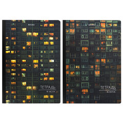 Тетрадь А4 96 л. BRAUBERG, на сшивке с корешком, клетка, обложка картон, &laquo;Многоэтажки&raquo;, 405285