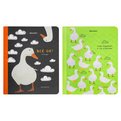 Тетради ДЭК А5 96 л. КОМПЛЕКТ 2 шт., BRAUBERG, на сшивке с корешком, клетка, &laquo;Гуси-Расслабуси&raquo;, 405310