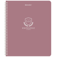 Тетрадь А5, 48 л., BRAUBERG, гребень, клетка, матовая ламинация, &laquo;Knowledge&raquo; (микс в спайке), 405324