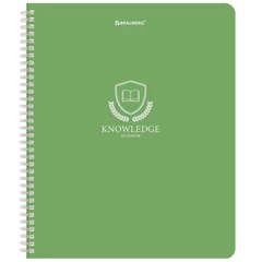 Тетрадь А5, 48 л., BRAUBERG, гребень, клетка, матовая ламинация, &laquo;Knowledge&raquo; (микс в спайке), 405324