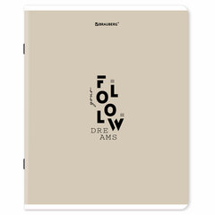 Тетрадь А5, 48 л., BRAUBERG, скоба, клетка, матовая ламинация, &laquo;Однотонный_Пастель_2&raquo;, (микс в спайке), 405336