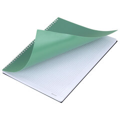 Тетрадь обложка пластик, А4 80 л., гребень мягкий (силиконовый), клетка, BRAUBERG, зеленая, 405355