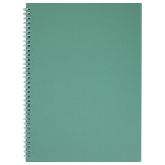 Тетрадь обложка пластик, А4 80 л., гребень мягкий (силиконовый), клетка, BRAUBERG, зеленая, 405355