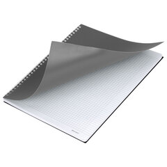 Тетрадь обложка пластик, А4 80 л., гребень мягкий (силиконовый), клетка, BRAUBERG, серый, 405357