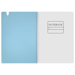 Тетрадь обложка пластик, А4 80 л., гребень мягкий, вырубка для ручки, клетка, BRAUBERG, голубой, 405370