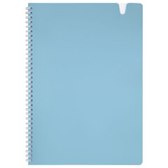 Тетрадь обложка пластик, А4 80 л., гребень мягкий, вырубка для ручки, клетка, BRAUBERG, голубой, 405370