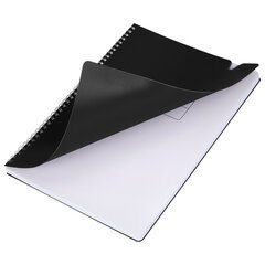 Тетрадь обложка пластик, А4 80 л., гребень мягкий, вырубка для ручки, клетка, BRAUBERG, черный, 405371