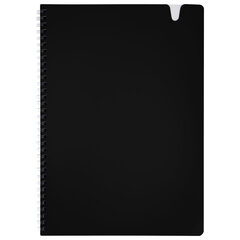 Тетрадь обложка пластик, А4 80 л., гребень мягкий, вырубка для ручки, клетка, BRAUBERG, черный, 405371