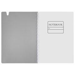 Тетрадь обложка пластик, А4 80 л., гребень мягкий, вырубка для ручки, клетка, BRAUBERG, серый, 405372