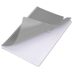 Тетрадь обложка пластик, А4 80 л., гребень мягкий, вырубка для ручки, клетка, BRAUBERG, серый, 405372