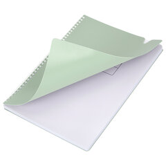 Тетрадь обложка пластик, А4 80 л., гребень мягкий, вырубка для ручки, клетка, BRAUBERG, светло-зеленый, 405373