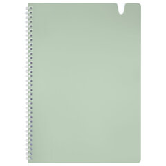 Тетрадь обложка пластик, А4 80 л., гребень мягкий, вырубка для ручки, клетка, BRAUBERG, светло-зеленый, 405373