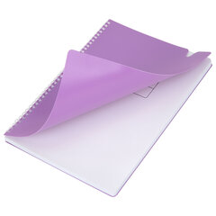 Тетрадь обложка пластик, А4 80 л., гребень мягкий, вырубка для ручки, клетка, BRAUBERG, сиреневый, 405374