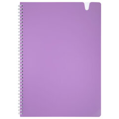 Тетрадь обложка пластик, А4 80 л., гребень мягкий, вырубка для ручки, клетка, BRAUBERG, сиреневый, 405374