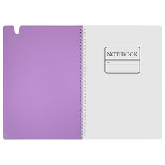 Тетрадь обложка пластик, А4 80 л., гребень мягкий, вырубка для ручки, клетка, BRAUBERG, сиреневый, 405374