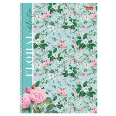 Тетрадь А4 80 л., HATBER, гребень, клетка, матовая ламинация, &laquo;Floral collection&raquo; (микс в спайке), 082972