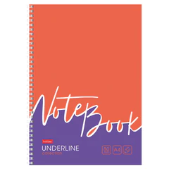 Тетрадь А4 80 л., HATBER, гребень, клетка, обложка картон, жесткая подложка, &laquo;Underline&raquo; (микс), 077006