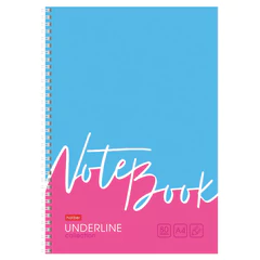 Тетрадь А4 80 л., HATBER, гребень, клетка, обложка картон, жесткая подложка, &laquo;Underline&raquo; (микс), 077006