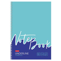 Тетрадь А4 80 л., HATBER, гребень, клетка, обложка картон, жесткая подложка, &laquo;Underline&raquo; (микс), 077006