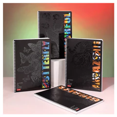Тетрадь А4 96 л., HATBER, гребень, клетка, матовая ламинация, 3D-лак, &laquo;Animals print&raquo; (микс), 085842