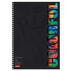 Тетрадь А4 96 л., HATBER, гребень, клетка, матовая ламинация, 3D-лак, &laquo;Animals print&raquo; (микс), 085842