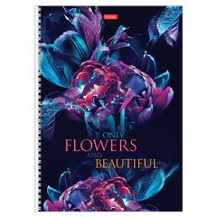 Тетрадь А4 96 л., HATBER, гребень, клетка, обложка картон, &laquo;Beautiful flowers&raquo; (микс в спайке), 086261
