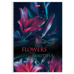 Тетрадь А4 96 л., HATBER, гребень, клетка, обложка картон, &laquo;Beautiful flowers&raquo; (микс в спайке), 086261