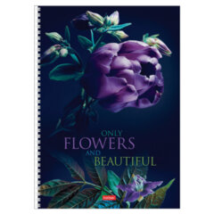 Тетрадь А4 96 л., HATBER, гребень, клетка, обложка картон, &laquo;Beautiful flowers&raquo; (микс в спайке), 086261