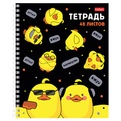 Тетрадь А5 48 л., HATBER гребень, клетка, выборочный лак, &laquo;Мы &mdash; утята!&raquo; (микс в спайке), 079683