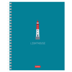 Тетрадь А5, 96 л., HATBER, гребень, клетка, Soft-touch ламинация, &laquo;Lighthouse&raquo; (микс в спайке), 089770