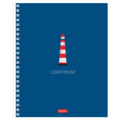 Тетрадь А5, 96 л., HATBER, гребень, клетка, Soft-touch ламинация, &laquo;Lighthouse&raquo; (микс в спайке), 089770