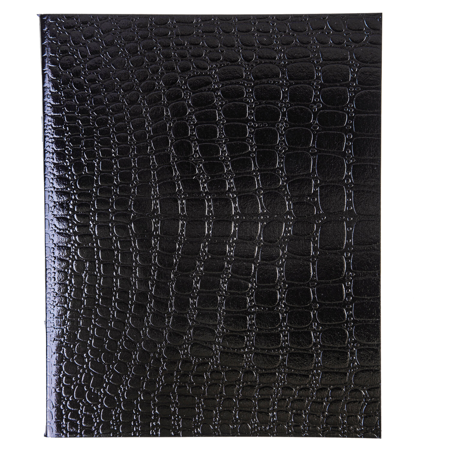 Тетрадь бумвинил А5 48 л., скоба, офсет №1, клетка, с полями, "ЧЕРНАЯ Metallic", CROCO, HATBER, 072232