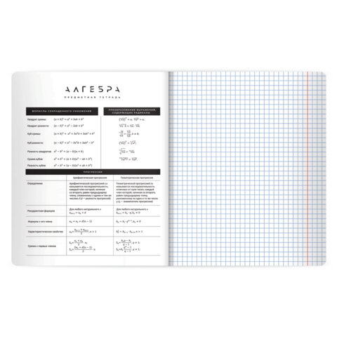 Тетрадь предметная BLACK MODE 48 л., пластиковая обложка, АЛГЕБРА, клетка, подсказ, BRAUBERG, 405514 - фото 4
