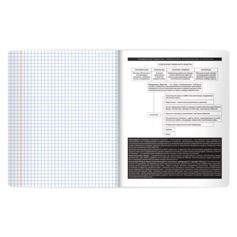 Тетрадь предметная BLACK MODE 48 л., пластиковая обложка, ОБЩЕСТВОЗНАНИЕ, клетка, подсказ, BRAUBERG, 405515 - фото 5