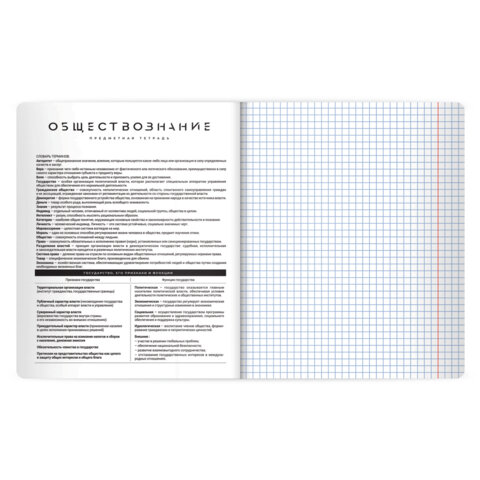 Тетрадь предметная BLACK MODE 48 л., пластиковая обложка, ОБЩЕСТВОЗНАНИЕ, клетка, подсказ, BRAUBERG, 405515 - фото 4