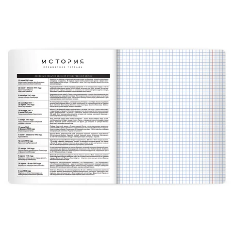 Тетрадь предметная BLACK MODE 48 л., пластиковая обложка, ИСТОРИЯ, клетка, подсказ, BRAUBERG, 405521 - фото 4