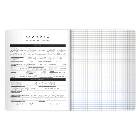 Тетрадь предметная BLACK MODE 48 л., пластиковая обложка, ФИЗИКА, клетка, подсказ, BRAUBERG, 405524 - фото 4