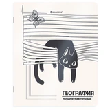 Тетрадь предметная КОТ-НЕПОСЕДА 48 л., пластиковая обложка, ГЕОГРАФИЯ, клетка, подсказ, BRAUBERG, 405531