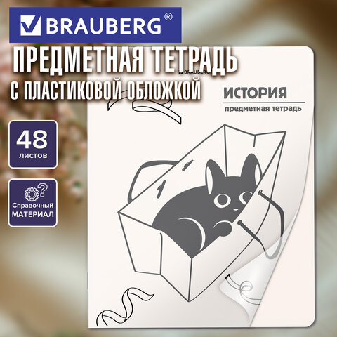 Тетрадь предметная КОТ-НЕПОСЕДА 48 л., пластиковая обложка, ИСТОРИЯ, клетка, подсказ, BRAUBERG, 405534 - фото 5