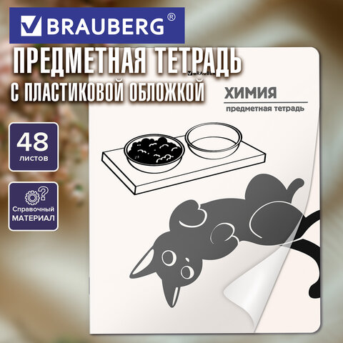 Тетрадь предметная КОТ-НЕПОСЕДА 48 л., пластиковая обложка, ХИМИЯ, клетка, подсказ, BRAUBERG, 405538 - фото 5