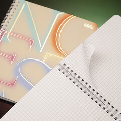 Тетрадь А5 96 л. HATBER гребень, клетка, матовая ламинация, 3D-фольга, &laquo;Notes&raquo; (микс в спайке), 090317