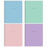 Тетради ДЭК А5 48 л. КОМПЛЕКТ 4 шт., BRAUBERG, гребень, клетка, 80 г/м<sup>2</sup>, Soft-Touch, "Minimal", 405579