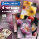 Тетради ДЭК А5 48 л. КОМПЛЕКТ 4 шт., BRAUBERG, гребень, клетка, 80 г/м<sup>2</sup>, Soft-Touch, "Aesthetics", 405580
